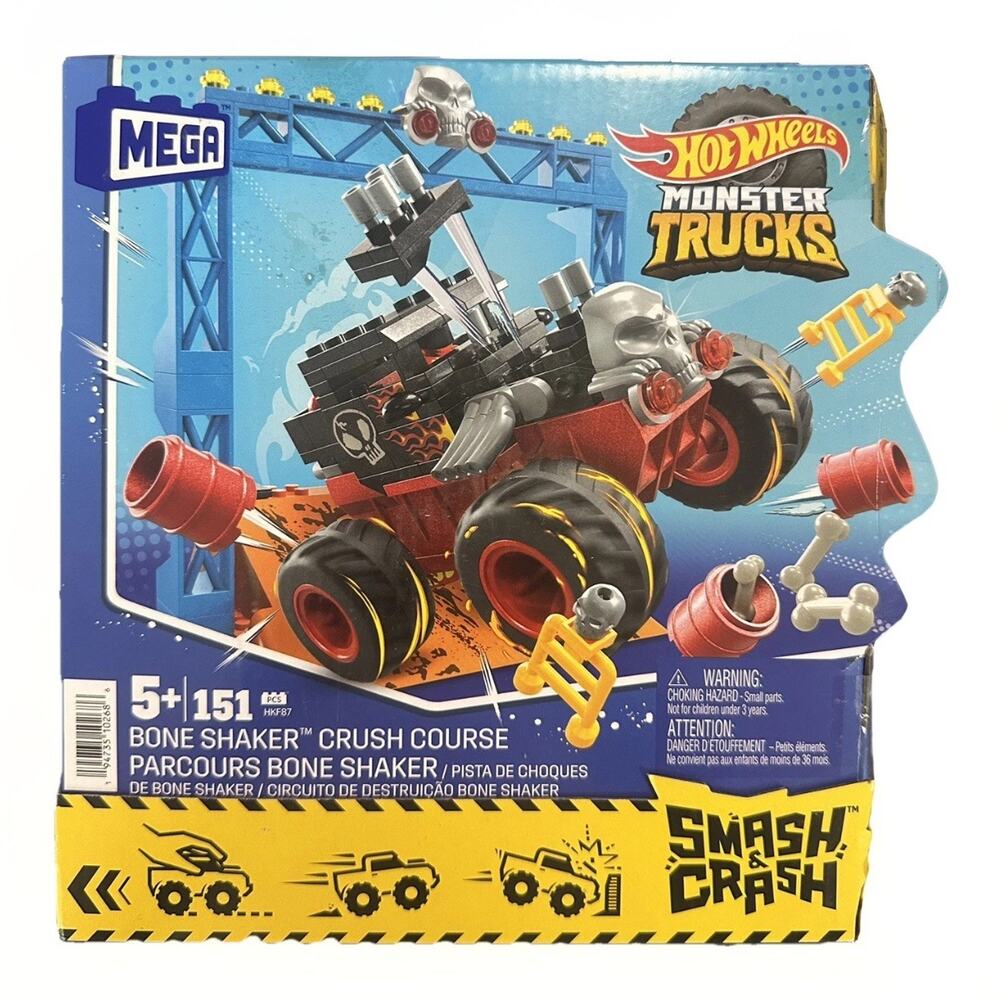 MEGA Hot Wheels Monster Trucks Bone Shaker Smash & Crash Crush Course Set 151pc